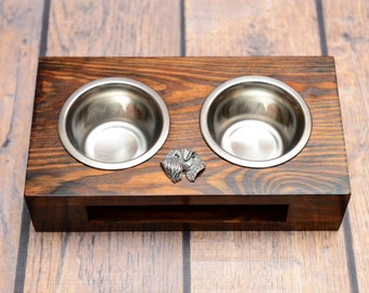 A dog’s bowls with a relief from ARTDOG collection -Soft-Coated Wheaten Terrier