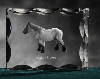 Belgian horse, Belgian draft horse , Cubic crystal with horse, souvenir, decoration, limited edition, Collection