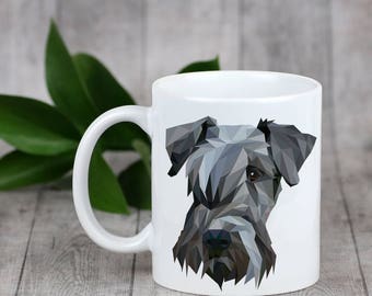 Enjoying a cup with my pup Cesky Terrier- a mug with a geometric dog