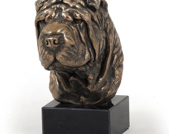 Shar Pei, dog marble statue, limited edition, ArtDog. Made of cold cast bronze. Solid, perfect gift. Limited edition.