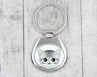 A key pendant with American shorthair cat. A new collection with the cute Art-dog cat