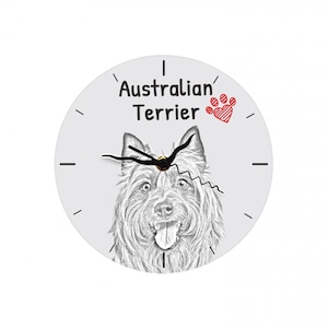 Australian terrier, Free standing MDF floor clock with an image of a dog.