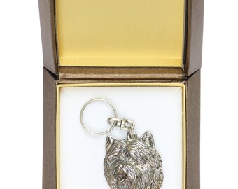 NEW, Cairn Terrier, dog keyring, key holder, in casket, limited edition, ArtDog . Dog keyring for dog lovers