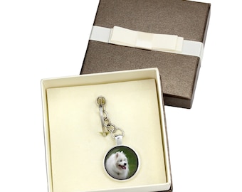 Samoyed. Keyring, keychain with box for dog lovers. Photo jewellery. Men's jewellery. Handmade.