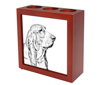 Basset Hound - Wooden stand for candles/pens with the image of a dog ! NEW COLLECTION!