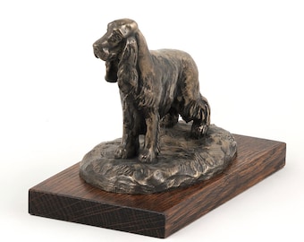 English Cocer Spaniel, dog wooden base statue, limited edition, ArtDog