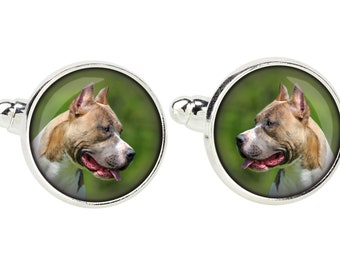 American Pit Bull Terrier. Cufflinks for dog lovers. Photo jewellery. Men's jewellery. Handmade