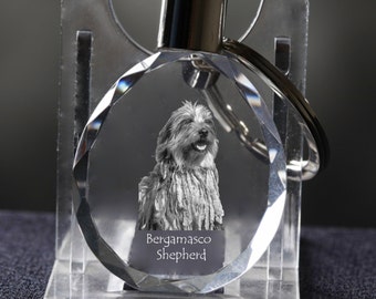 Bergamasco Shepherd  , Dog Crystal Keyring, Keychain, High Quality, Exceptional Gift . Dog keyring for dog lovers