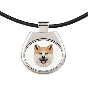 A necklace with a Akita Inu dog. A new collection with the geometric dog