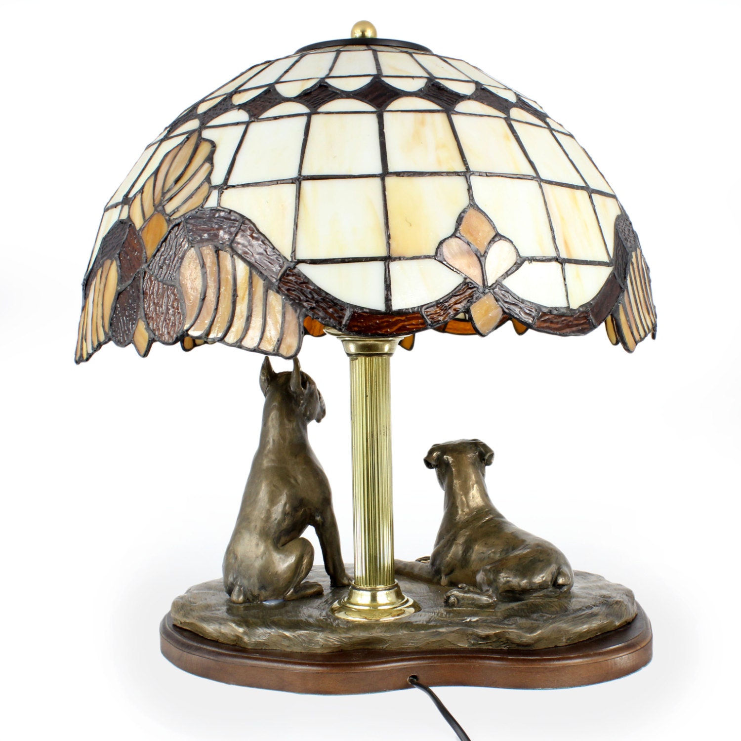 Boxer, dog lamp statue, tiffany shade, limited edition, ArtDog