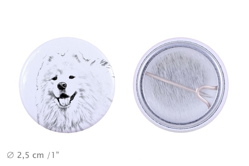 Buttons with a dog Samoyed