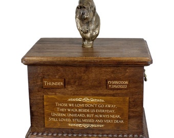 Arabian Horse Big Urn for Horse Ashes, Urn with Name, Dates and Quote, Memorial with Statue on Top, Wooden Urn, Customizable Urn for horse