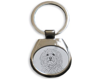 Havanese - NEW collection of keyrings with images of purebred dogs, unique gift, sublimation . Dog keyring for dog lovers