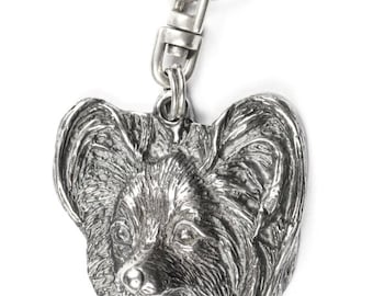 NEW, Papillon, dog keyring, key holder, limited edition, ArtDog . Dog keyring for dog lovers