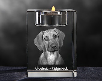 Rhodesian Ridgeback, crystal candlestick with dog, souvenir, decoration, limited edition, Collection