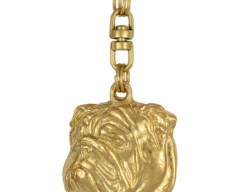 Bulldog, millesimal fineness 999, dog keyring, keychain, limited edition, ArtDog . Dog keyring for dog lovers