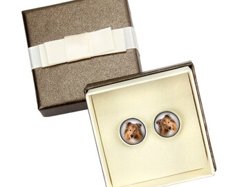 Collie. Cufflinks with box for dog lovers. Photo jewellery. Men's jewellery. Handmade