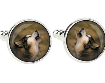 Alaskan Malamute. Cufflinks for dog lovers. Photo jewellery. Men's jewellery. Handmade