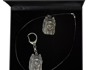 NEW, York Terrier, dog keyring and necklace in casket, DELUXE set, limited edition, ArtDog . Dog keyring for dog lovers