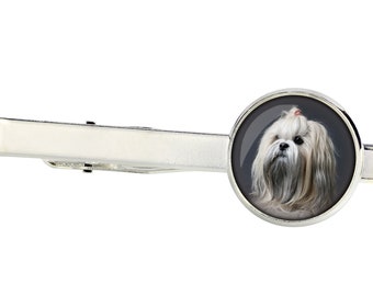 Lhasa Apso. Tie clip for dog lovers. Photo jewellery. Men's jewellery. Handmade