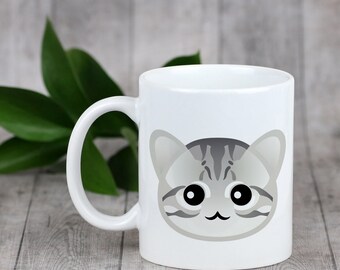 Enjoying a cup with my cat American shorthair - a mug with a cute cat