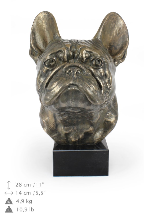Bulldog francese, statua cane su base di marmo, in edizione