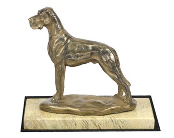 Great Dane, dog sand marble base statue, limited edition, ArtDog. Made of cold cast bronze. Perfect gift. Limited edition