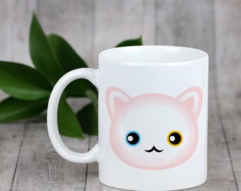 Enjoying a cup with my cat Turkish Angora - a mug with a cute cat