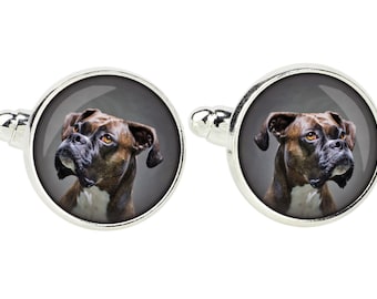 Boxer uncropped. Cufflinks for dog lovers. Photo jewellery. Men's jewellery. Handmade