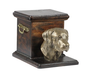 Urn for dog’s ashes with a standing statue -Labrador Retriever, ART-DOG. Cremation box, Custom urn.