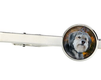 Polish Lowland Sheepdog. Tie clip for dog lovers. Photo jewellery. Men's jewellery. Handmade