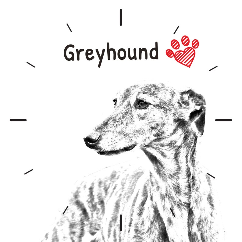 Greyhound Free standing MDF floor clock with an image of a dog.