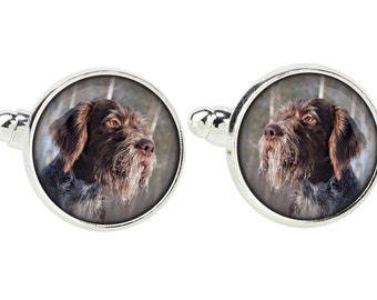 German Wirehaired Pointer. Cufflinks for dog lovers. Photo jewellery. Men's jewellery. Handmade