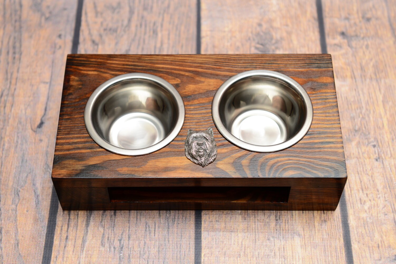 A Dog's Bowls With A Relief From Artdog Collection -Cairn Terrier