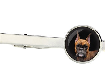 Boxer. Tie clip for dog lovers. Photo jewellery. Men's jewellery. Handmade