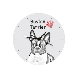 Boston Terrier, Free standing MDF floor clock with an image of a dog.