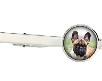 French Bulldog. Tie clip for dog lovers. Photo jewellery. Men's jewellery. Handmade