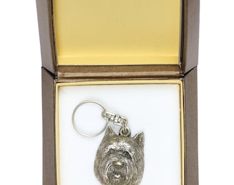 NEW, Cairn Terrier (front), dog keyring, key holder, in casket, limited edition, ArtDog . Dog keyring for dog lovers