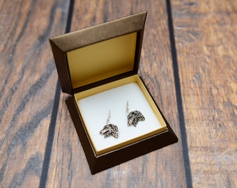 Irish Wolfhound - Silver-plated earrings with an image of a pure-bred dog