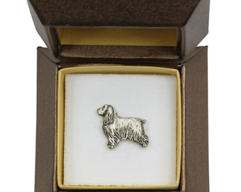 NEW, English Cocker Spaniel, dog pin, in casket, limited edition, ArtDog