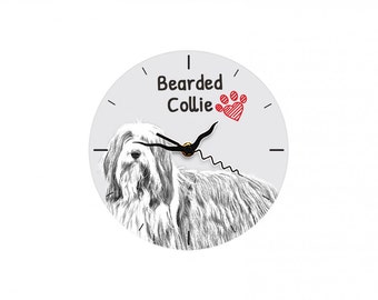 Bearded Collie, Free standing MDF floor clock with an image of a dog.