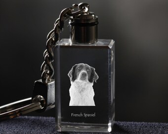 French Spaniel  , Dog Crystal Keyring, Keychain, High Quality, Exceptional Gift . Dog keyring for dog lovers