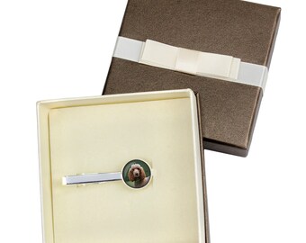 Poodle. Tie clip with box for dog lovers. Photo jewellery. Men's jewellery. Handmade