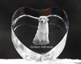 Golden Retriever, crystal heart with dog, souvenir, decoration, limited edition, Collection