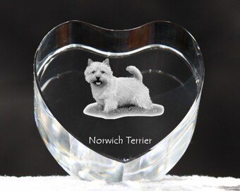 Norwich Terrier, crystal heart with dog, souvenir, decoration, limited edition, Collection