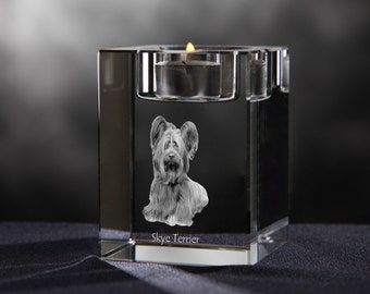 Skye terrier - crystal candlestick with dog, souvenir, decoration, limited edition, Collection