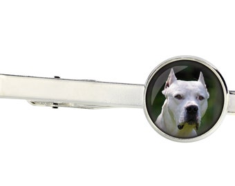 Argentine Dogo. Tie clip for dog lovers. Photo jewellery. Men's jewellery. Handmade