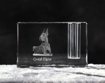 Great Dane, crystal pen holder with dog, souvenir, decoration, limited edition, Collection