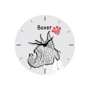 Boxer cropped, Free standing MDF floor clock with an image of a dog.
