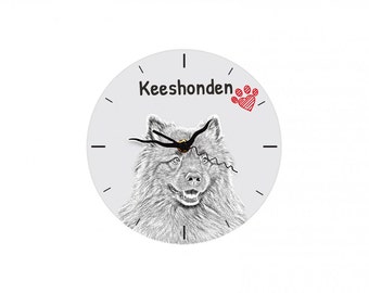 Keeshond, Free standing MDF floor clock with an image of a dog.